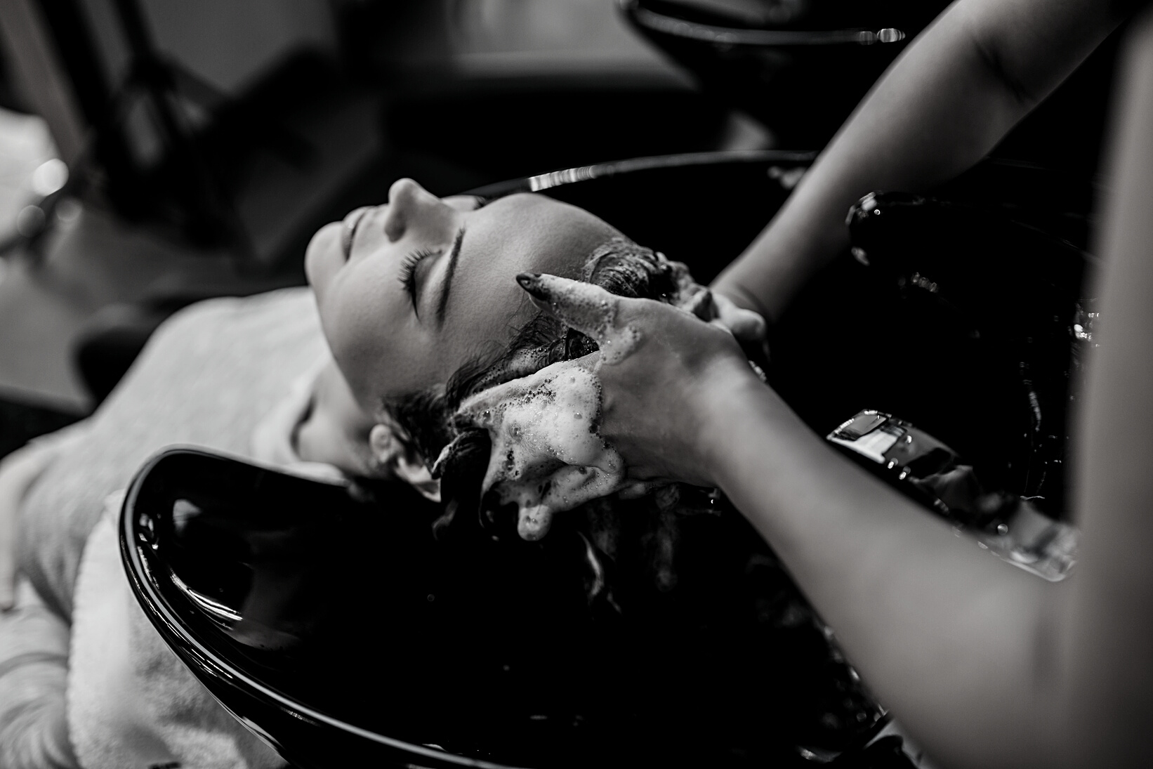 Woman at hair salon